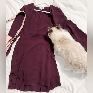 Dark purple Wilfred wrap dress.
